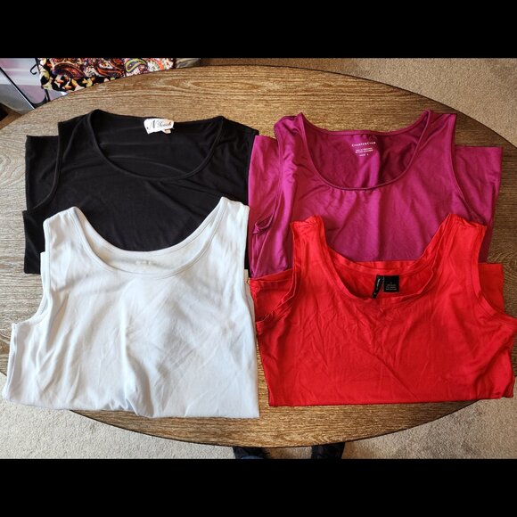Bundle of 4 Wide Strap Tank Tops Various Sizes - Picture 1 of 10